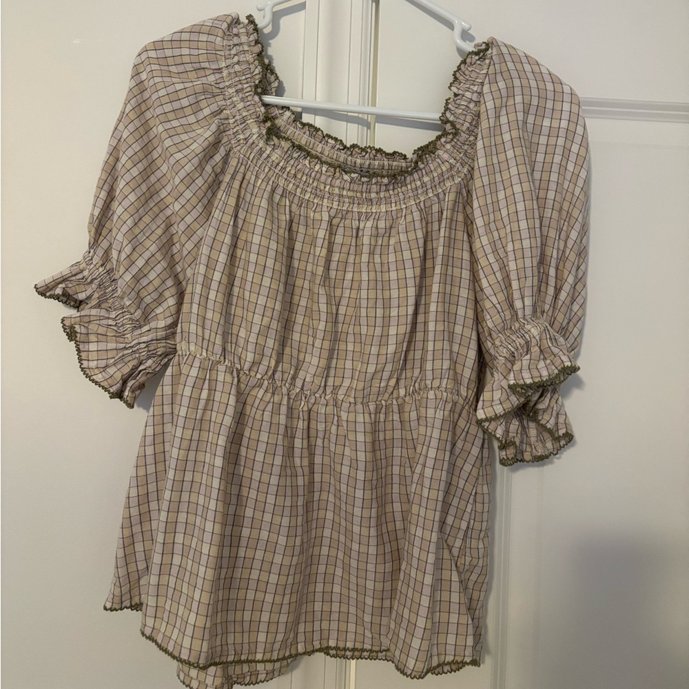 Old Navy Plaid Puff Sleeve Top